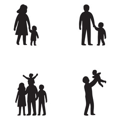 family silhouettes vector set