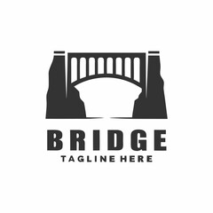 Bridge Silhouette with Arch Details on White Background