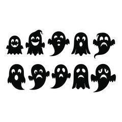 Spooky cartoon ghost silhouettes fun halloween party decorations for kids and adults