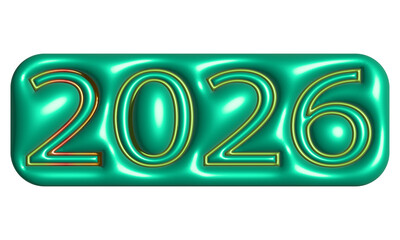 Vibrant 2026 new year graphic element design on transparent background