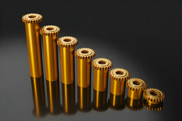 golden ammunition, metal bullets, firearm cartridges, ammunition collection, bullet array, cylindrical metallic objects, bullet shell
