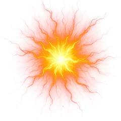 Naklejka premium Bright orange energy burst with wavy tendrils isolated on transparent background