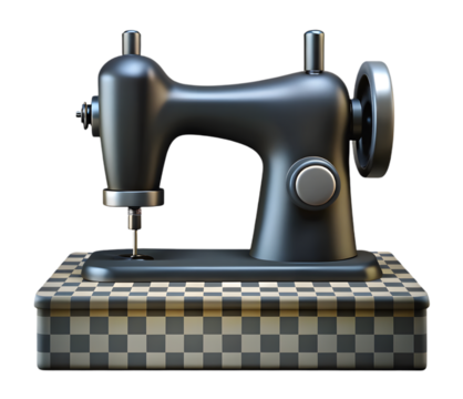Vintage Sewing Machine on Checkerboard BaseTitle:Vintage Sewing Machine on Checkerboard isolated on a transparent background