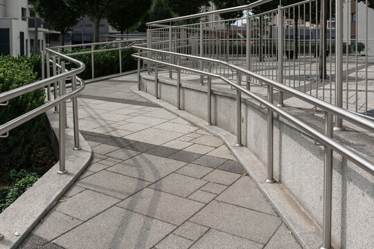 Ramp for wheelchairs or baby carriages. Concept accessible environment in the city