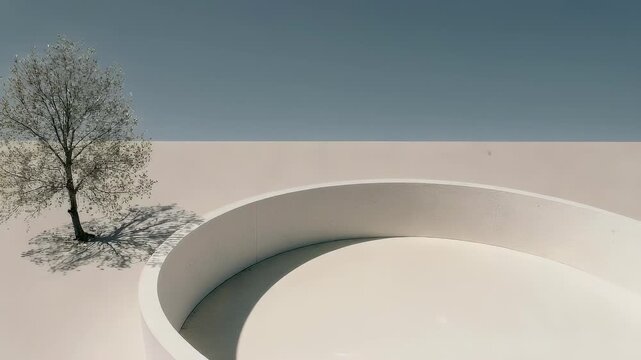 Minimalist scene with a tree and a ring