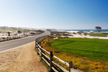 Scenic view of California 17-Mile Drive on a sunny day