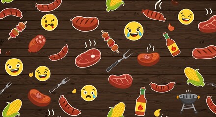 BBQ Steaks and Sausages — Picnic Pattern