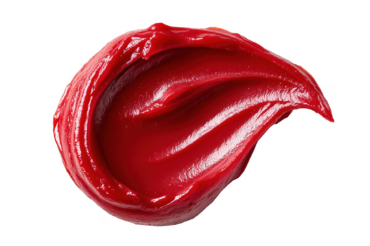 Swirling red sauce isolated on a transparent background demonstrating a smooth texture