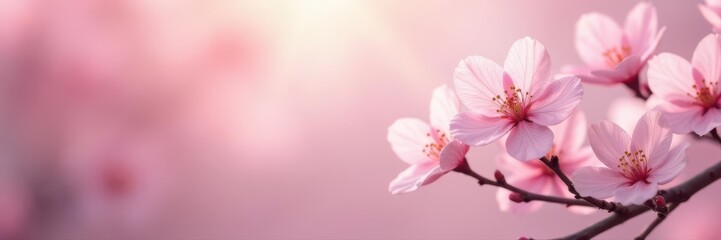 Obraz premium Subtle light pink blossoms, ethereal pastel setting, dainty, color, art