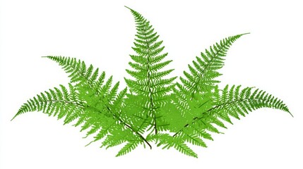 Naklejka premium Close-up of a vibrant green fern plant with intricate, delicate fronds, isolated on white.