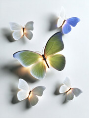 Floral luminescence creates magical scene with butterflies fluttering gracefully in a serene space