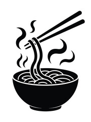 Steaming hot noodles being lifted with chopsticks from a bowl