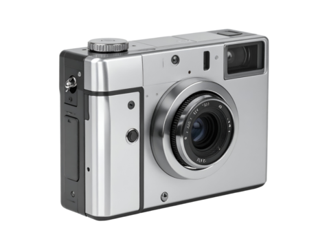 A sleek and modern camera with a metallic finish, showcasing its elegant design and advanced features for photography enthusiasts. - Powered by Adobe