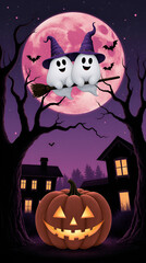 spooky halloween background with pumpkin