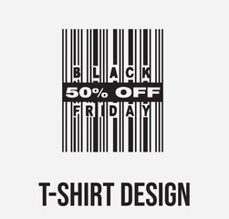 Black Friday Sale T-Shirt Design | 50% Off Discount Tag Graphic Tee Vector