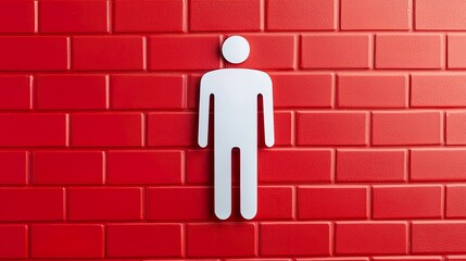 Public toilet sign pictogram, clear lines, glossy surface, 