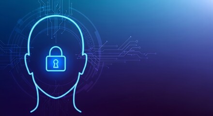 Digital Mind Security Concept with Padlock Icon.