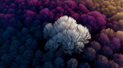 Aerial view of colorful forest in autumn