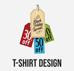 Black Friday Sale T-Shirt Design | 50% Off Discount Tag Graphic Tee Vector