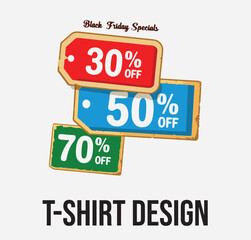 Black Friday Sale T-Shirt Design | 50% Off Discount Tag Graphic Tee Vector