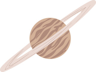 vector art of brown planet with dense atmosphere and gray planetary ring © Raphael