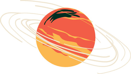 vector art of red planet with orange details and yellow planetary ring © Raphael