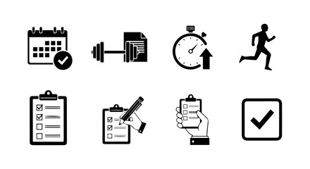 Fitness Planner Icons Schedule, Track, Achieve Your Goals