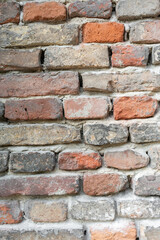 Old brick wall, a beautiful background for the designer, copy empty space, vertical photo