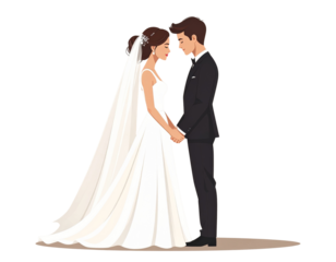 Newlywed Couple Vector Illustration Bride and Groom Together