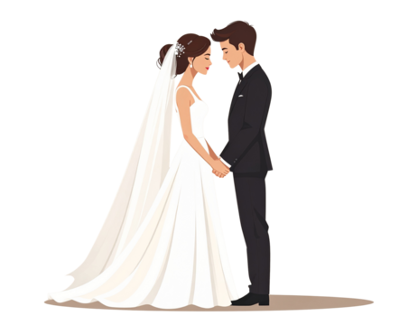 Newlywed Couple Vector Illustration Bride and Groom Together