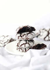 Brownie Cookies on White Silk Background