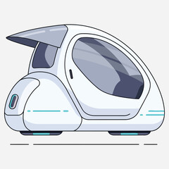 Futuristic Urban Transportation Concept Autonomous Vehicle Design Illustration