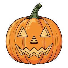 Spooky jack-o'-lantern halloween pumpkin with carved triangle eyes and jagged mouth