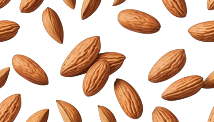 Repeating Pattern Of Almonds On Black Background nuts isolated on a transparent background