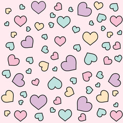 Pastel colorful Cute hearts seamless pattern design