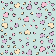 Pastel colorful Cute hearts seamless pattern design
