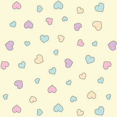 Cute pastel hearts seamless pattern design