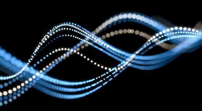 Blue and white wave with many dots. The blue and white waves are very close together - Powered by Adobe