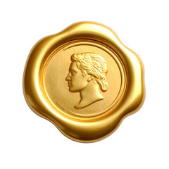 A blank gold wax seal stamp, isolated on a transparent background