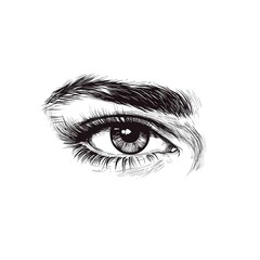 Obraz premium Detailed sketch of a human eye isolated on transparent background. Detailed sketch of a human eye isolated on transparent background.