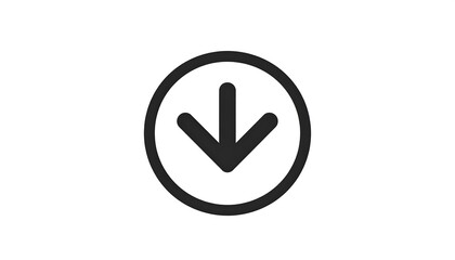 Simple black downward arrow in circle
