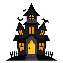Creepy Haunted House Artwork for Halloween Design