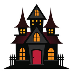 Creepy Haunted House Artwork for Halloween Design