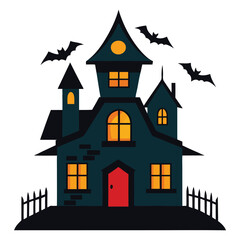Scary Haunted House Artwork for Holiday Design
