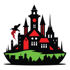 Halloween Horror city Night Graphic Tee Illustration