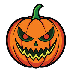 Horror Pumpkin Illustration Isolated on White Background