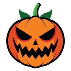 Scary Halloween Pumpkin Artwork with Evil Face