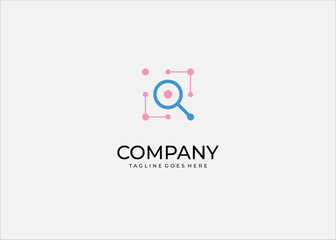 Obraz premium Magnifying glass with connected pink nodes representing search analysis network research discovery connection exploration investigation technology pattern system insight.