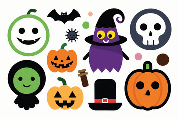 Cute and Scary Halloween Stickers for Party Design