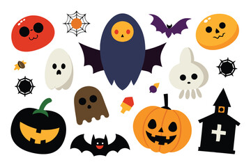 Naklejka premium Creepy Halloween Vector Stickers Collection